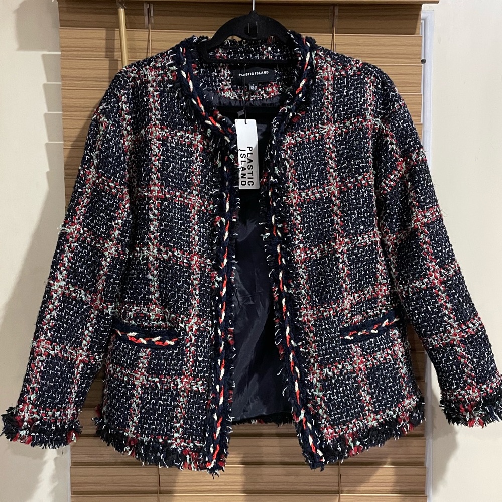 Tweed Jacket Multicolor Size Small Korean Fashion NWT